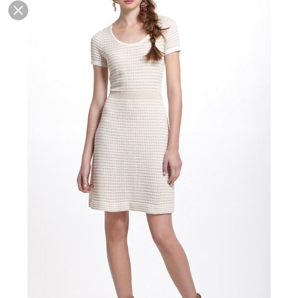 Sparrow Gilt Grid sweater dress cream gold S